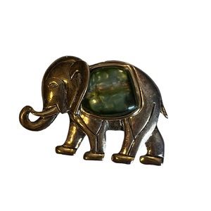 Vintage Silver Color Elephant Brooch Pin